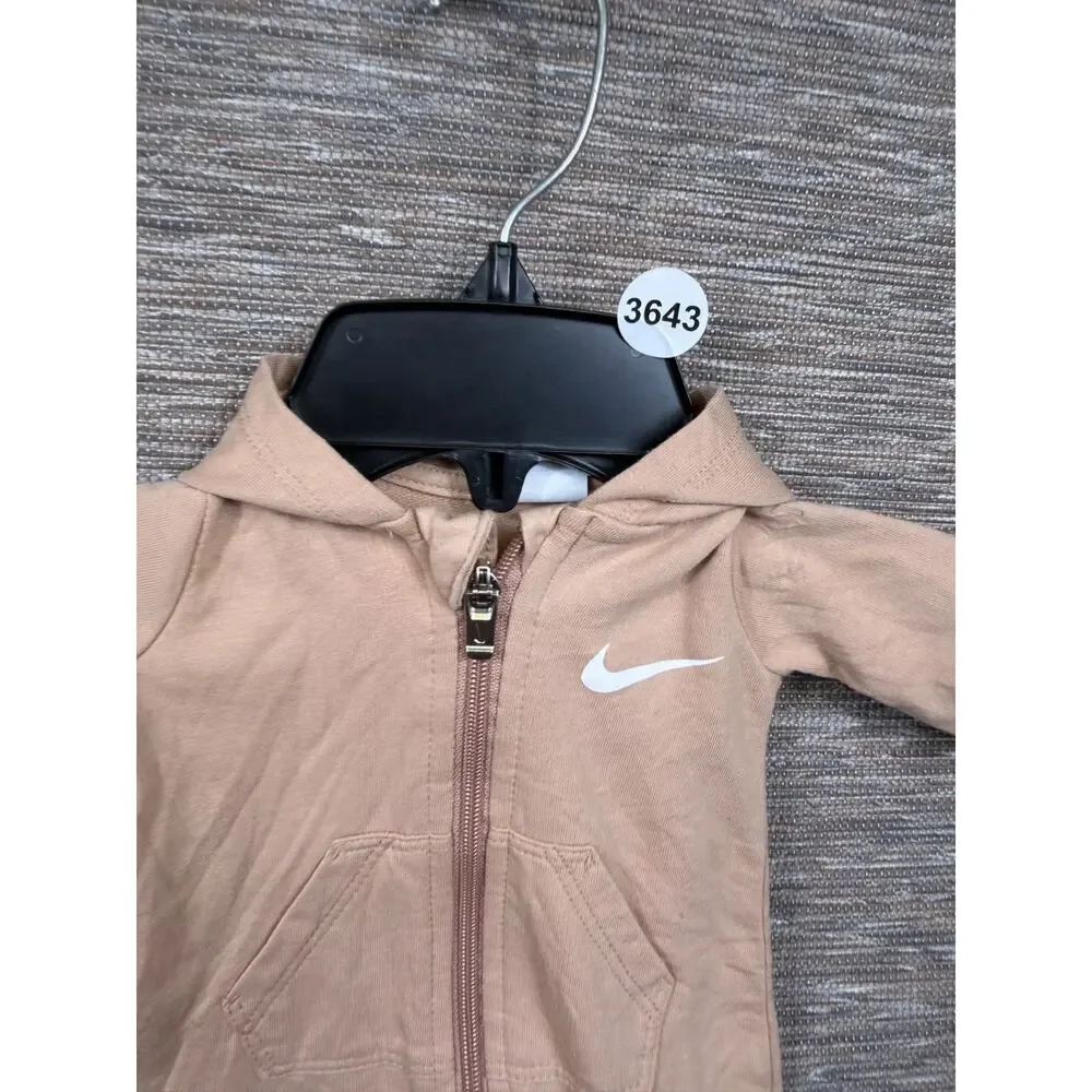 Nike Hoodie One Piece Newborn Full Zip Brown Logo